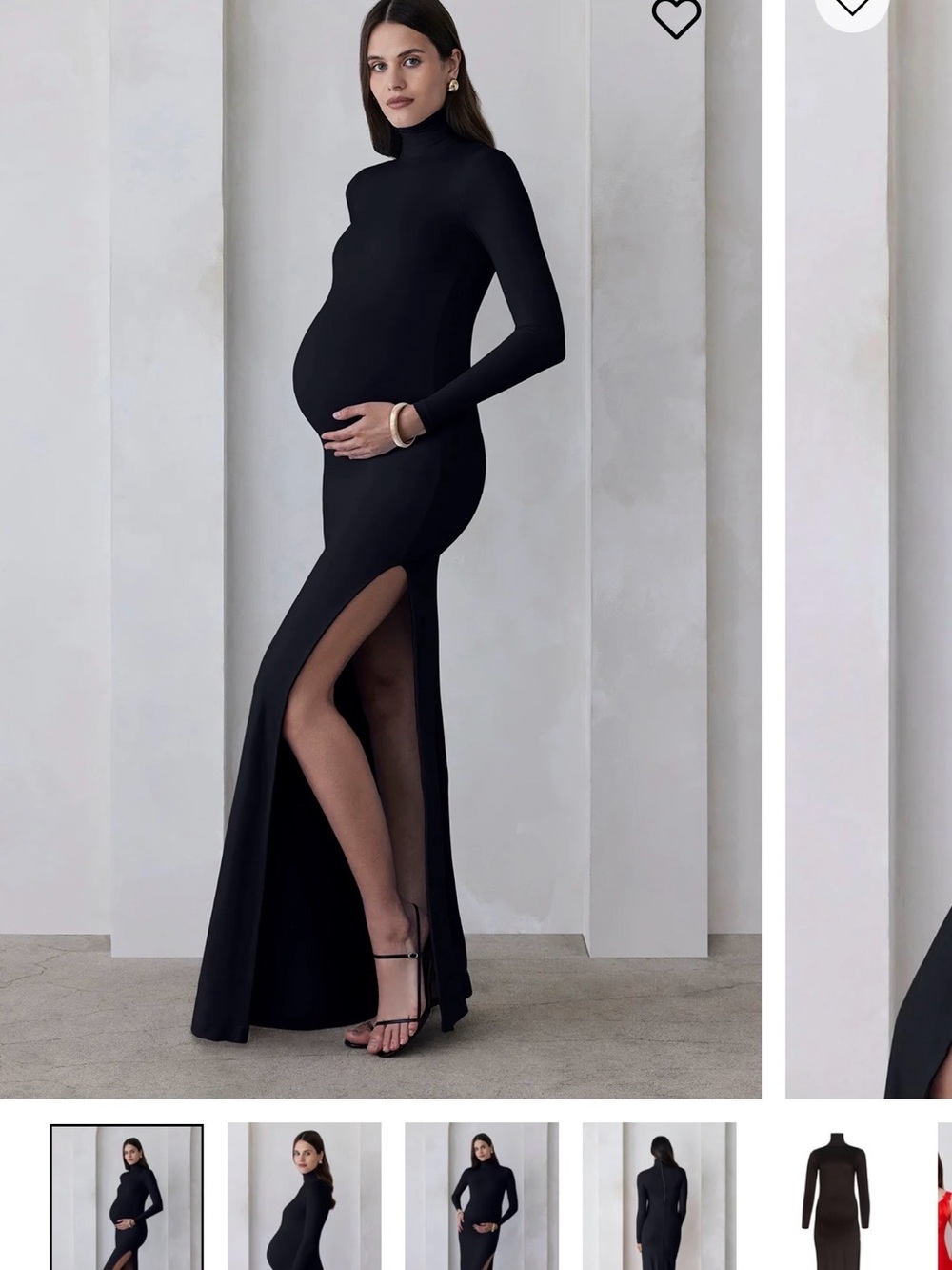 Bumpsuit Maternity Black Turtleneck Long Sleeve Gown with Side Slit SIZE XS